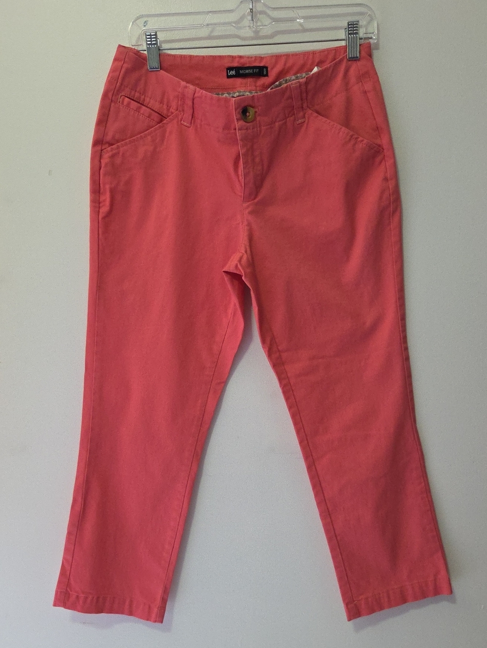 Coral Pink Straight Crop Pants